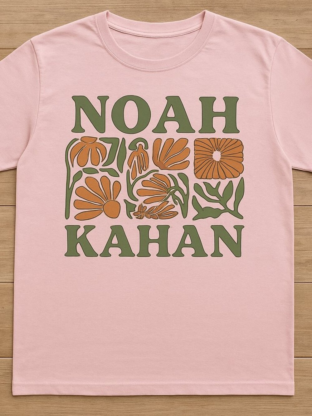 Noah Kahan Folk Floral Graphic Tee Light Pink Boho Botanical Unisex T-Shirt